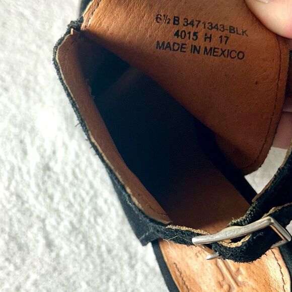 Frye Courtney Suede Black Sling Back Open Toe Heels Women’s size 6.5B - Picture 6 of 7